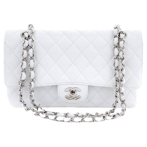 chanel classic flap caviar silver hardware|Chanel White Quilted Caviar Timeless Classic Double Flap Silver .